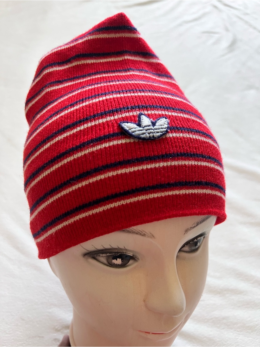 adidas Red Striped Knit Beanie with Trefoil Patch unique sporty athletic bloke